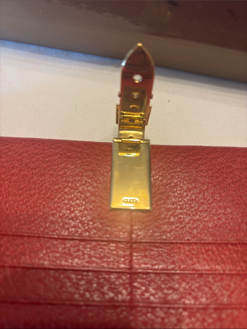 Gucci vintage Red Pebbled Leather Clasp Continental Wallet with box - Picture 4 of 17